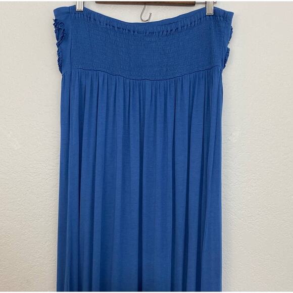 NWT Design History XL Breezy Blue Strapless Maxi Dress Flower Applique Smocked - Picture 4 of 7